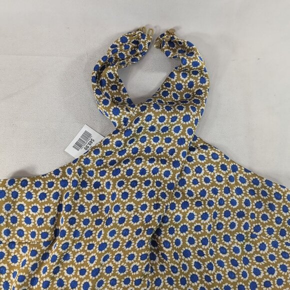 Heartloom Cross Halter Tank Top V-Neck Floral FLower Gold Yellow Blue M Medium - Picture 2 of 10